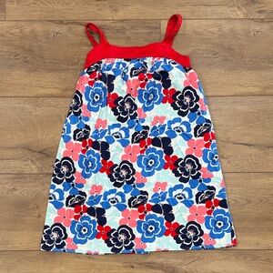 Crown & ivy Red Strappy Floral Sundress with Blue & Coral Blooms size 12
